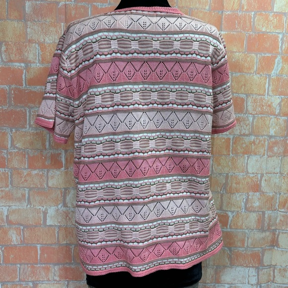 Alfred Dunner Pointelle Striped Short Sleeve Sweater - Picture 4 of 7